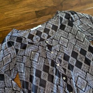 Maurice’s Black and White Aztec Print Sheer Top, Size L